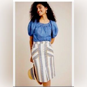 Anthropologie Quincy Eyelet Pencil Skirt